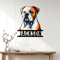 American Bulldog wall sign displayed above a console table in a bright home interior