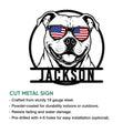 American Bulldog metal sign feature graphic showing the patriotic dog design and product details