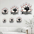 Bowling metal sign size guide showing six available square sizes from 8x8 to 24x24 inches