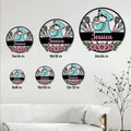 Baking metal sign size guide showing available 8, 10, 12, 14, 18, and 24 inch options