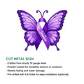 Fibromyalgia awareness butterfly metal sign shown with its cut-metal sign presentation