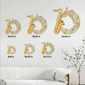 Saxophone metal sign size guide showing several square size options in a living room