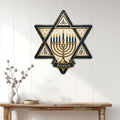 Hanukkah Star of David metal sign displayed as festive wall decor in a bright entryway