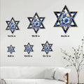 Hanukkah metal sign size guide showing Star of David floral designs in six available sizes