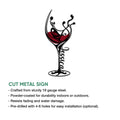 Wine glass cut metal sign feature graphic showing the ornate red wine design