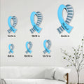 Diabetes awareness ribbon metal sign size guide showing six available sizes