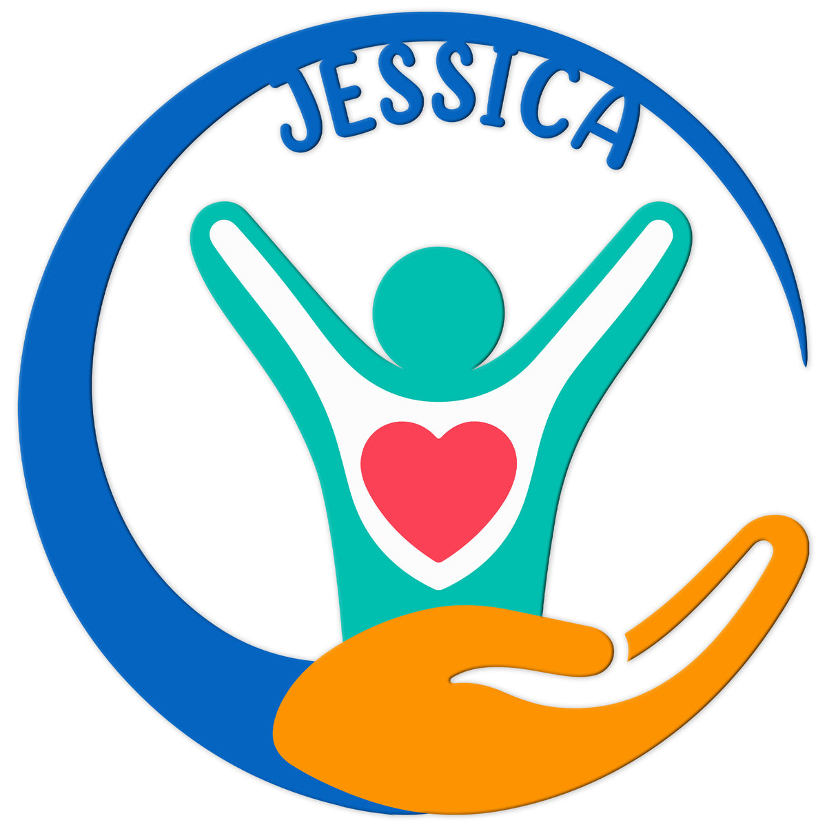 Caregiver metal sign featuring a helping hand supporting a heart-centered figure