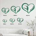 Baton twirling heart sign shown in multiple size options on a bright living room wall