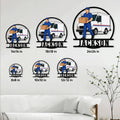 Postal worker metal sign size guide showing six available square size options