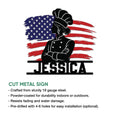 Patriotic chef metal sign shown in a product feature graphic for kitchen wall decor