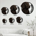 Curly-Coated Retriever metal sign size guide showing six available square size options