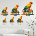 Conure metal sign size guide showing available dimensions from 8 by 8 to 24 by 24 inches
