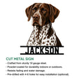 German Shorthaired Pointer cut metal sign feature graphic highlighting indoor and outdoor display use