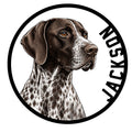 German Shorthaired Pointer metal sign featuring a detailed circular dog portrait