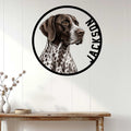 German Shorthaired Pointer wall sign displayed above a console table in a bright entryway