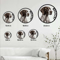 German Shorthaired Pointer metal sign size guide showing six available square sizes