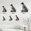 German Shorthaired Pointer metal sign size guide showing multiple scale options in a living room setting