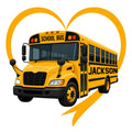 Bright yellow school bus metal sign with a heart-shaped accent for school bus decor