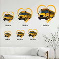School bus metal sign size guide showing available square sizes from 8 by 8 to 24 by 24 inches