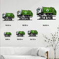 Garbage truck metal sign size guide showing available square sizes from 8x8 to 24x24 inches