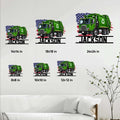 Garbage truck metal sign size guide showing available square sizes from 8 by 8 to 24 by 24 inches