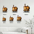 Bourbon metal sign size guide showing available 8x8, 10x10, 12x12, 14x14, 18x18, and 24x24 inch options