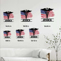 Paramedic metal sign size guide showing multiple square size options in a home wall setting