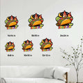 Taco metal sign size guide showing available square sizes from 8 by 8 to 24 by 24 inches