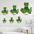 Cheerleading metal sign shown in multiple sizes on a living room wall