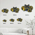 Cheerleading metal sign size guide showing options from 8 by 8 inches to 24 by 24 inches