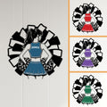 Cheerleading wall sign displayed on white paneling with multiple outfit color examples