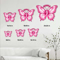 Breast cancer awareness butterfly metal sign size guide showing multiple available dimensions