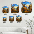 Deer hunting metal sign size guide showing available square dimensions from 8x8 to 24x24 inches