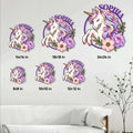 Unicorn metal sign size guide showing 8, 10, 12, 14, 18, and 24 inch options