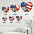Veteran heart metal sign size guide showing available dimensions from 8x8 to 24x24 inches