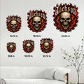 Gothic skull metal sign size guide showing available square sizes from 8 by 8 to 24 by 24 inches