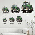 Tractor metal sign size guide showing available square sizes from 8 by 8 to 24 by 24 inches
