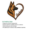 German Shepherd heart metal sign feature graphic showing the cut-metal wall decor design