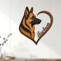 German Shepherd heart wall sign displayed on a light paneled wall in a cozy home setting