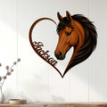 Horse heart metal wall sign displayed on white paneled decor in a welcoming home interior
