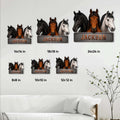 Horse metal sign size guide showing available square sizes from 8 by 8 to 24 by 24 inches