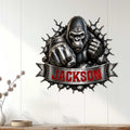 Gorilla wall sign displayed on white paneling as bold wildlife decor for a home or personal space