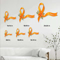 Multiple Sclerosis awareness ribbon metal sign size guide showing options from 8 by 8 to 24 by 24 inches