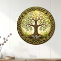 Celtic Tree of Life wall decor displayed on white paneling in a bright home interior