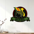 Vietnam Veteran military wall decor displayed on a white paneled wall in a home setting