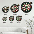 Dart board metal sign size guide showing available 8, 10, 12, 14, 18, and 24 inch options