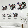 Dart board metal sign size guide displaying multiple size options for game rooms, bars, and hobby spaces