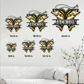 Bass fishing metal sign shown in multiple size options on a bright home interior wall