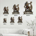 Viking warrior metal sign size guide showing available square sizes from 8 by 8 to 24 by 24 inches