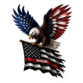 Custom firefighter metal sign featuring a fierce bald eagle with patriotic red, white, and blue wings